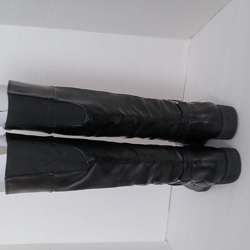 Life Sdride Women's black Faux leather wide Calf boots Size; 5M - Picture 5 of 10
